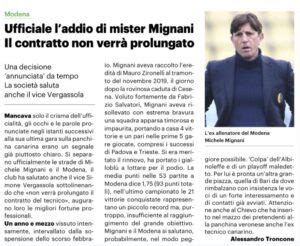 Modena Fc Resto Del Carlino Ufficiale L Addio Di Mister Mignani