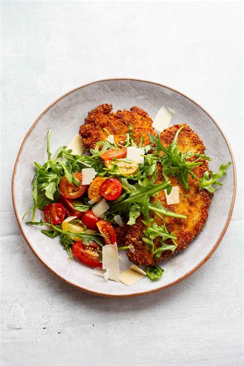 Crispy Chicken Milanese with Tomato Arugula Salad - Coley Cooks