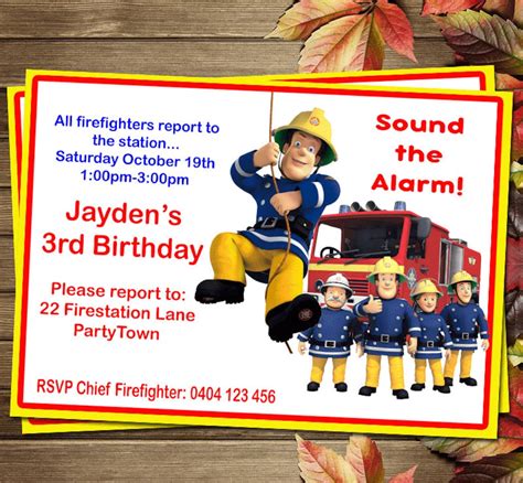 Printable Fireman Sam Birthday Party Invitation - Etsy