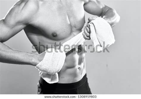 Nude Man Full Torso Holding White Stock Photo Shutterstock