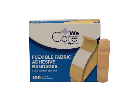 Dynarex Flexible Fabric Adhesive Bandages 3 4 X 3 100 Box First