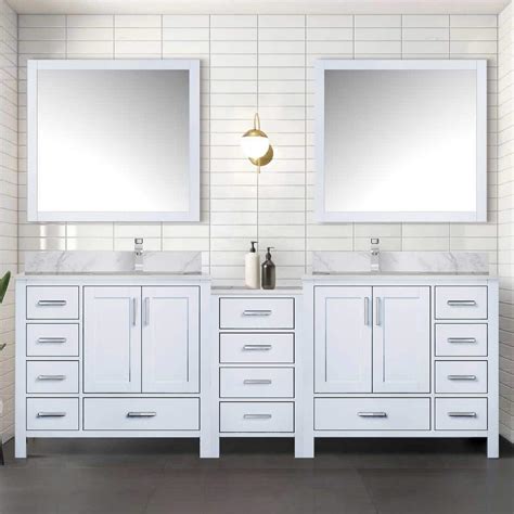 Lexora Opal In W X In D White Double Bath Vanity And Carrara