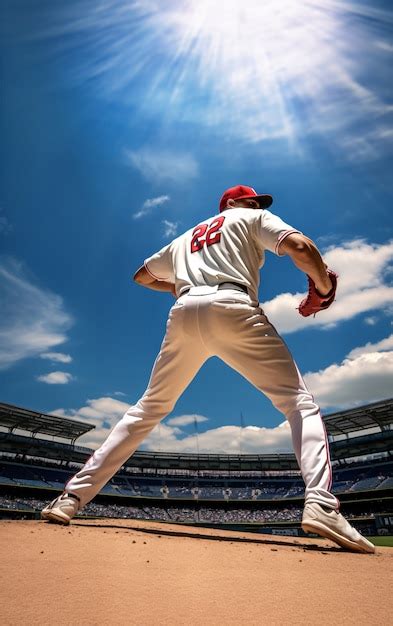 Vue D Un Joueur De Baseball Sur Le Terrain Photo Gratuite