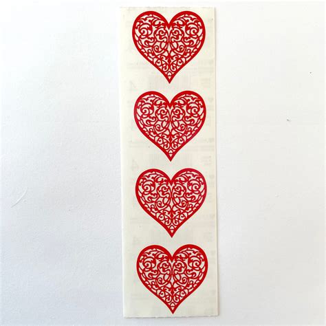 Mrs Grossmans Valentines Red Brocade Heart Stickers Sticker Stash