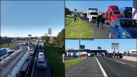 Colapsada la México Pachuca transportistas bloquean la autopista