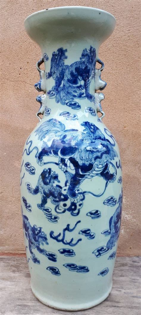 Proantic Grand Vase Chinois C Ladon D Cor De Shishis Chine Xixe