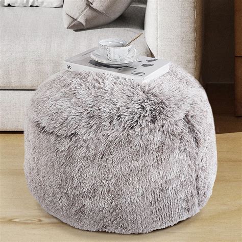 Amazon Hombys Round Pouf Ottoman Stuffed Faux Fur Pouf Ottoman