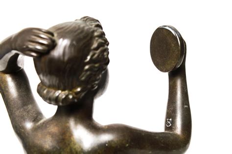 Danish Art Deco Just Andersen Nude Bronze Female Statue Holding Mirror