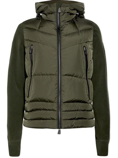 Moncler Grenoble Quilted Fleece Hooded Down Ski Jacket Green