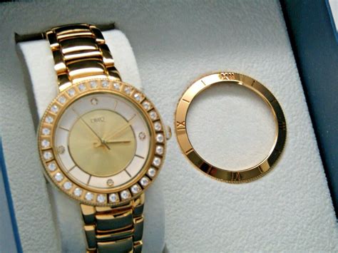 Diamonique Bracelet Strap Watch with Two Bezels Gold-tone | eBay