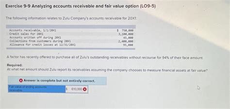 Solved Exercise Analyzing Accounts Receivable And Fair Chegg