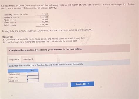 Solved A Department Of Delta Company Incurred The Following Chegg