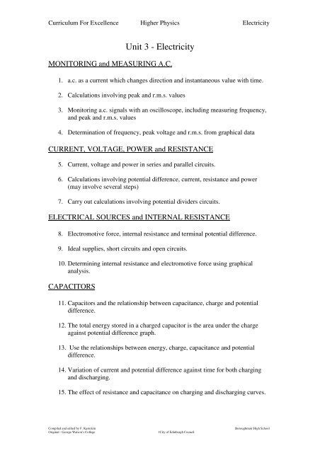 Unit 3 Electricity Notes