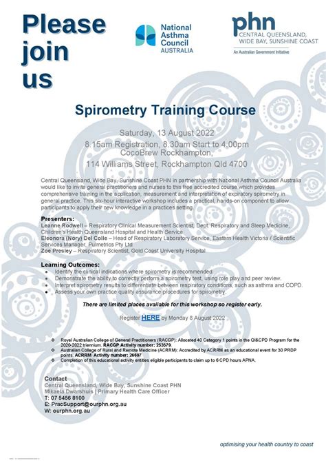 Spirometry Training Course Country To Coast QLD