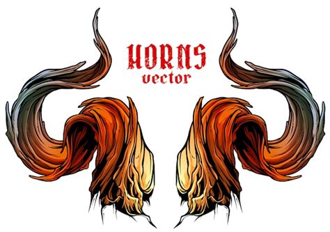 Premium Vector | Cartoon big sharp bull horns vector