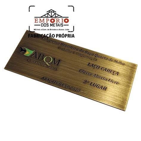 PLACA EM METAL COR BRONZE 2533 Plaqueta De Metal Personalizada