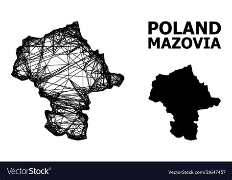 Wire frame map mazovia province Royalty Free Vector Image