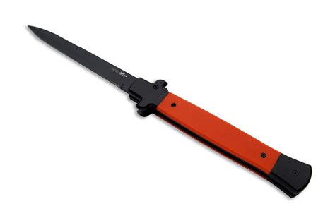 Akc X Treme Shadow 11 Orange Stiletto Automatic Knife Black Bayo