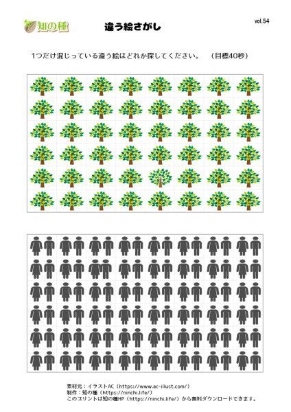 違う漢字・絵探しpage4｜知の種の無料プリント 知の種
