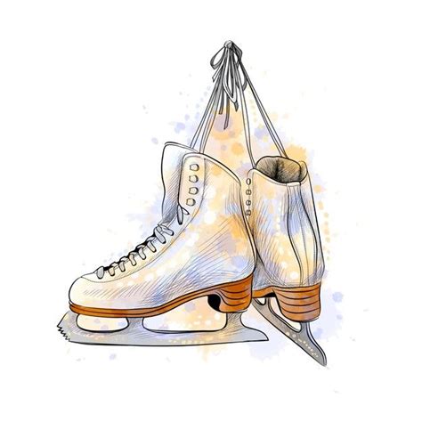 Premium Vector Pair Of Figure Ice Skates From A Splash Of Watercolor Hand Drawn Sketch