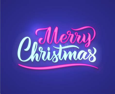 Merry Christmas Neon Text Sign Vector Background Neon Glowing