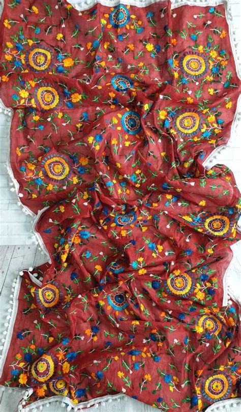 Pakistani Phulkari Dupatta Chanderi Silk Dupatta Indian Etsy UK