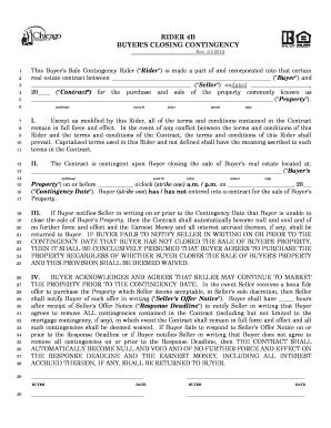 Fillable Online RIDER 4B BUYER S CLOSING CONTINGENCY Fax Email Print