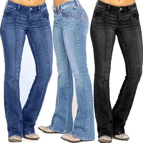 Stylish Boot Cut Low Rise Denim Jeans Womens Jeans Bootcut Denim