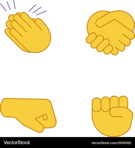 Hand Gesture Emojis Color Icons Set Royalty Free Vector