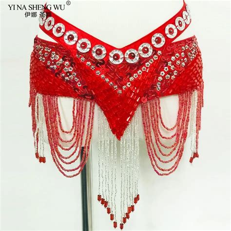 Ceinture de danse du ventre à paillettes Costume Tribal frange gland