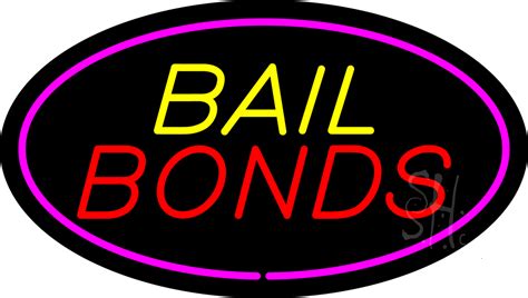 Yellow Bail Bonds Pink Oval Border LED Neon Sign - Bail Bonds Neon ...