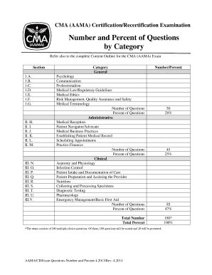 Fillable Online Cma Aama Certification Recertification Examination