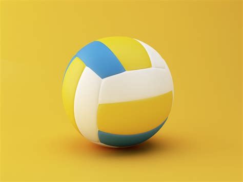 3d Ilustración Bola De Volley Sobre Fondo Amarillo Concepto De Los