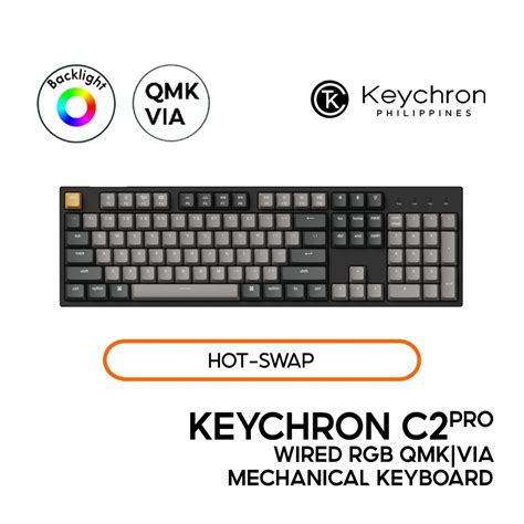 Keychron C Pro Qmk Mechanical Keyboard Full Size Layout Wired Rgb Gateron Hot Swap