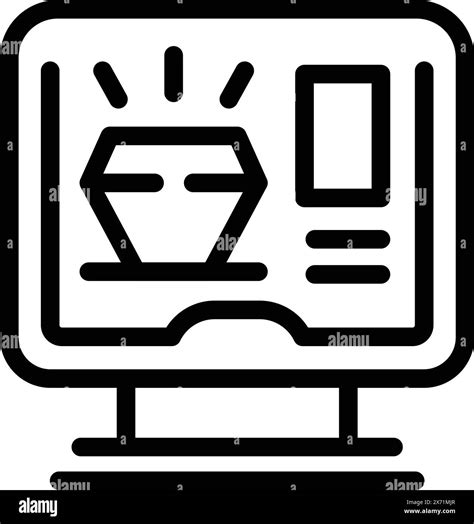 Simple Line Art Icon Of Diamond Grading Process On A Digital Display Stock Vector Image And Art