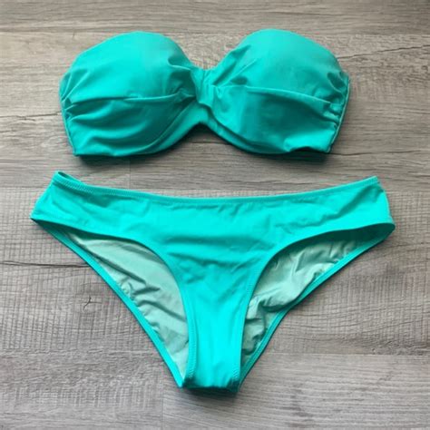 Victoria S Secret Swim Vs Swim Teal Bandeau Bikini Poshmark