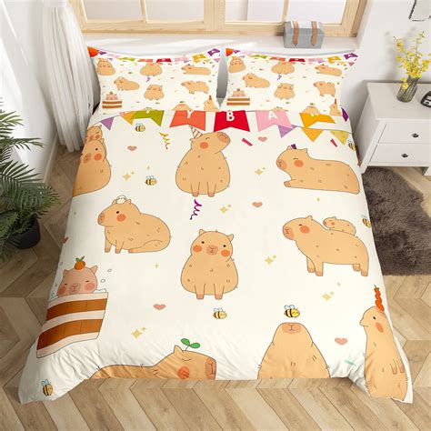 Yst Cute Cartoon Capybara Bedding Set Gifts For Capybara Lovers Kawaii