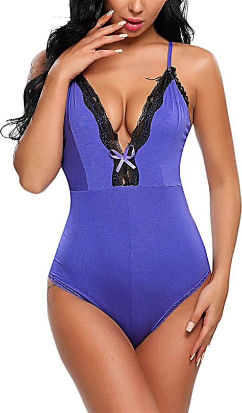 Adome Women One Piece Lingerie Modal Teddy Nightwear Bodysuit Lace