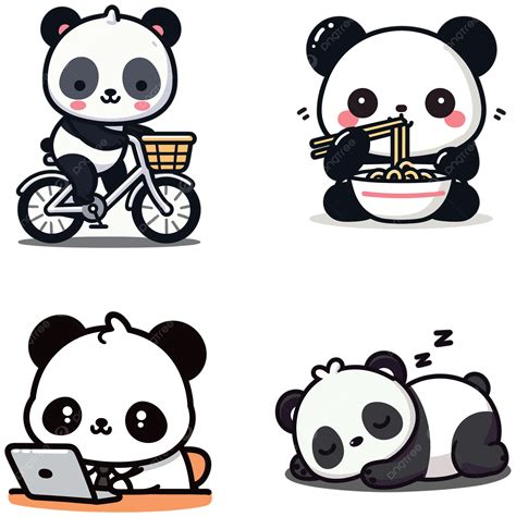 Cute Panda Illustration Sticker Vector Panda Clipart Cute Clipart