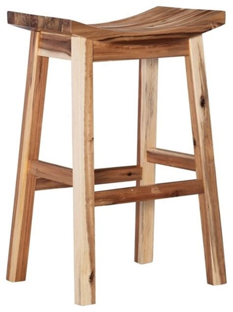 Bowery Hill Transitional 30 Wood Bar Stool In Light Natural Brown