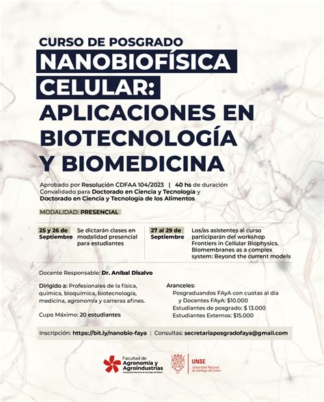 Curso De Posgrado Nanobiof Sica Celular Aplicaciones En