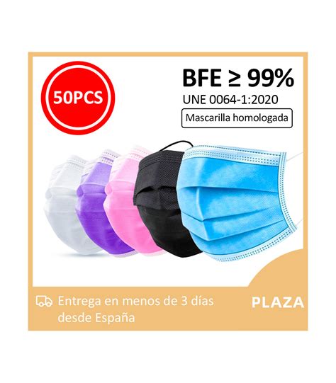 Pcs Mascarillas Higienicas Tres Capas Homologada Bfe Mask En