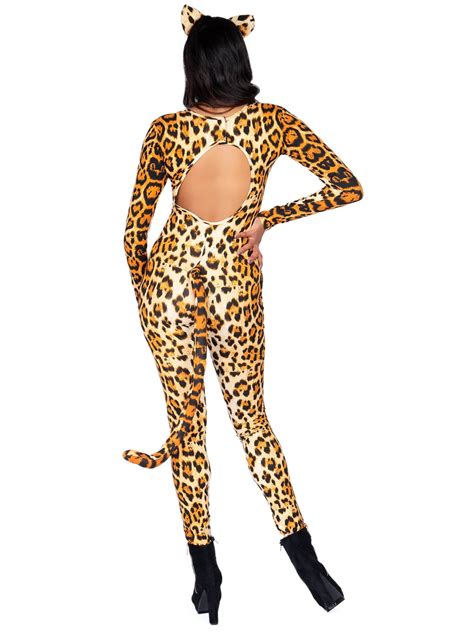 Leg Avenue 3 Piece Leopard Print Cougar Catsuit Costume Kit Pixie Sparkle