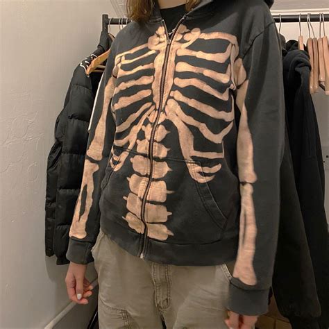 Skeleton Bones Bleached Hoodie ☠️ Depop Bleaching Clothes