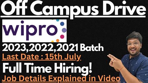 Wipro Off Campus Drive For Freshers 2023 2022 2021 Batch Eligible