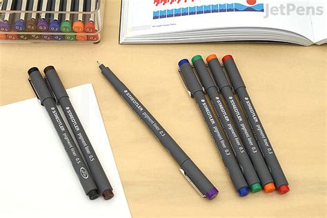 Staedtler Pigment Liner Marker Pen 05 Mm 6 Basic Color Set Jetpens