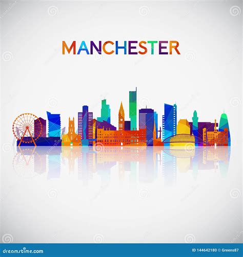 Manchester Skyline And Landmarks Silhouette Vector Illustration