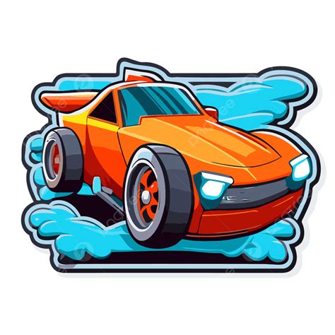 Hot Wheels Car Vector Sticker Clipart Cartoon Model Of An Orange Race