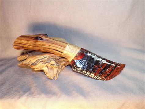 Triple Flow Obsidian Skinning Knife Manzanita Handle Flint Knapping