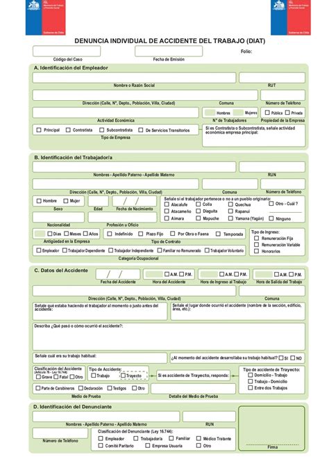 Denuncia Individual De Accidente Del Trabajo Diat